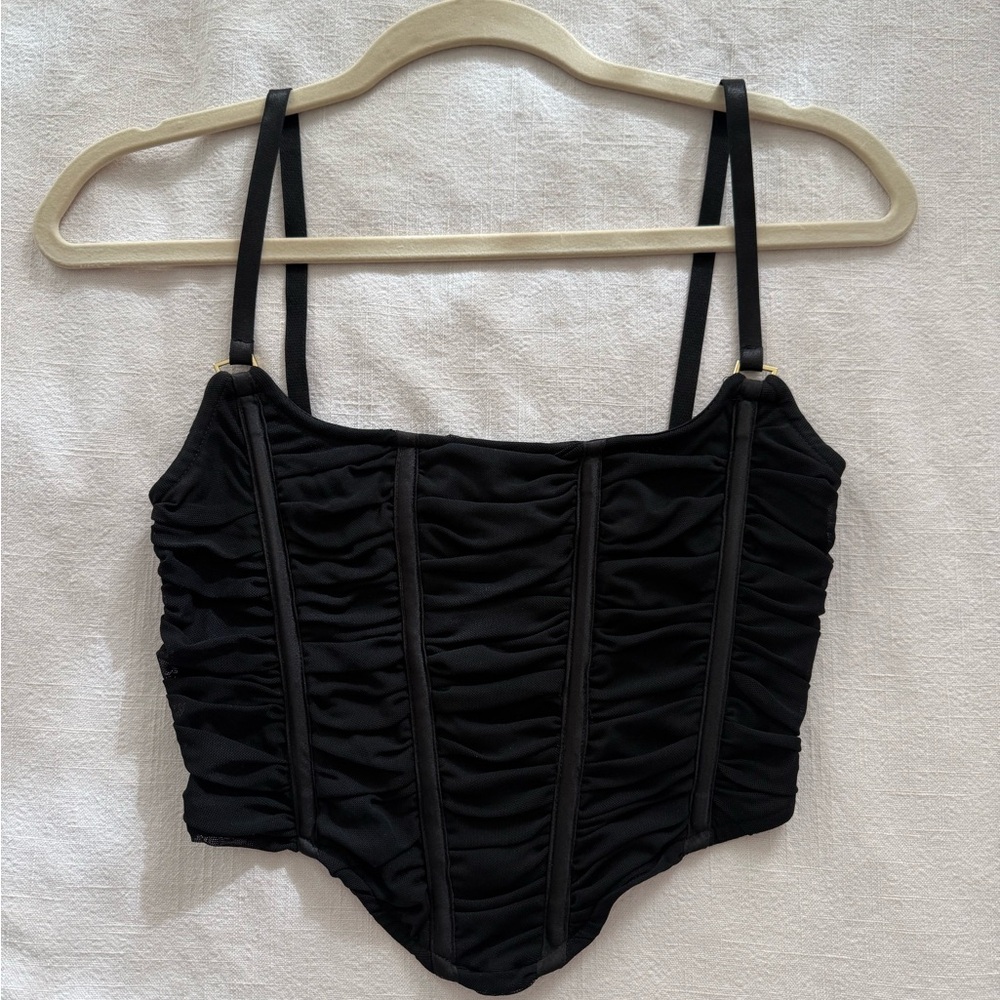 PrettyLittleThing Black Ruched Bustier Top